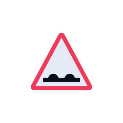 Uneven road traffic sign flat icon