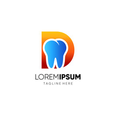 Obraz premium Letter D Dental Tooth Logo Design Vector Icon Graphic Emblem Illustration 