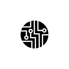 Circuit board icon. Simple solid style. Tech, microchip, circle, hardware, technology concept. Glyph vector illustration isolated on white background. EPS 10.