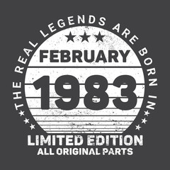 Fototapeta premium The Real Legends Are Born In 1983, Birthday gifts for women or men, Vintage birthday shirts for wives or husbands, anniversary T-shirts for sisters or brother