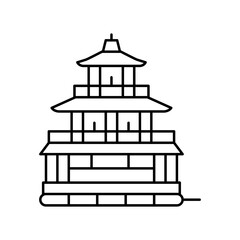 golden pavilion line icon vector illustration