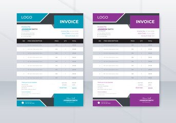Invoice template for professional use. Minimalist Invoice Easy to edit and customize, with a single page invoice design, - A4 Size - Print Ready - 300 DPI - Easy to Use - Free Font Used