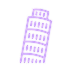 leaning tower of pisa neon icon