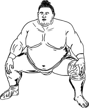 Sumo wrestler doodle, Sumo wrestler cartoon drawings, Sumo wrestler in funny pose sketch drawing, Sumo wrestler vector illustration, Sumo clip art