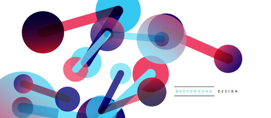 Line points connections geometric abstract background. Circles connected by lines. Trendy techno business template for wallpaper, banner, background or landing