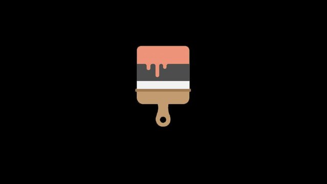 Animated paint brush icon created in flat design style.