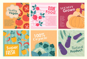 Fototapeta premium Social media web post set with healthy vegan food