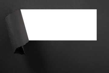 Torn black paper strip transparent background frame photo PNG file