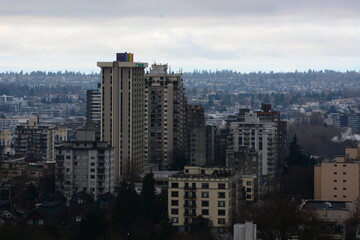 Fototapeta premium Aerial City Urban Buildings Skyline Daytime Cold