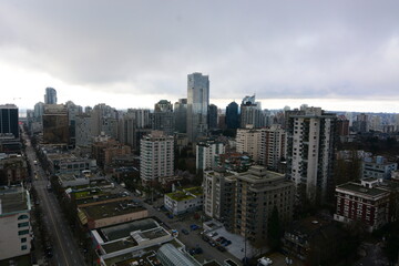 Fototapeta na wymiar Aerial City Urban Buildings Skyline Daytime Clear city streets 