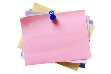 Various colors pink oblong sticky post it note pushpin isolated transparent background photo PNG file