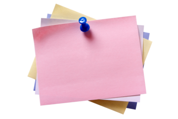 Various colors pink oblong sticky post it note pushpin isolated transparent background photo PNG file