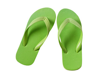 Green flipflops flip flop sandals beach shoes isolated transparent background photo PNG file