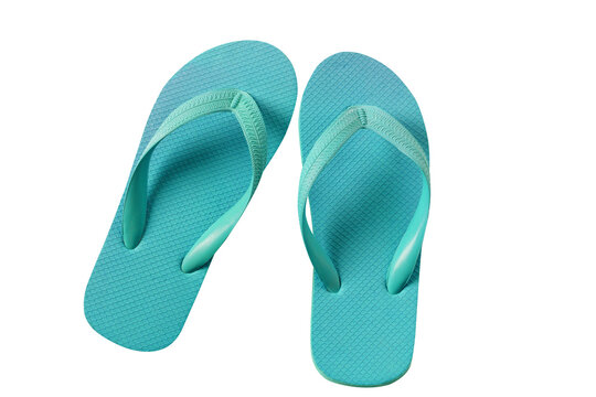 Turquoise blue flip flops flipflops beach sandals isolated transparent background photo PNG file