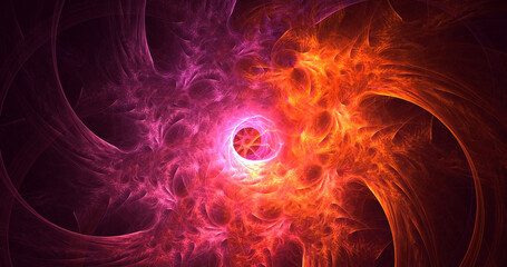 3D rendering abstract multicolor fractal light background