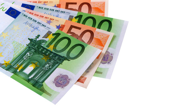 Euro currency bills notes several selection isolated transparent background photo PNG file
