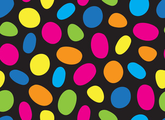 Dalmatian rainbow seamless pattern.Multicolored uneven spots animal print. Abstract background with circles. Vector background. 