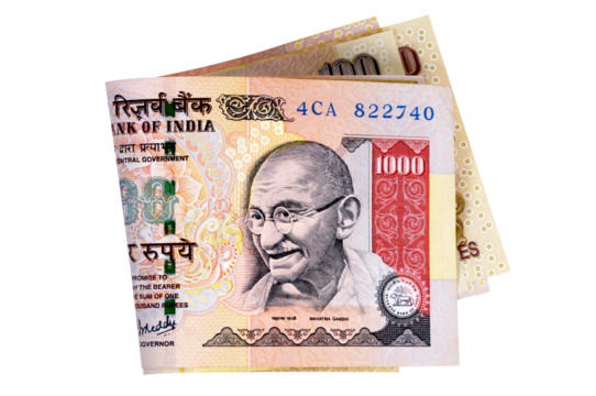 Indian Rupee banknotes isolated transparent background photo PNG file