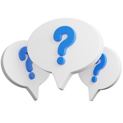 Question mark speech bubbles on transparent background. 3D Illustration