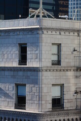 Aerial City Urban Buildings Skyline Daytime Clear  city streets below