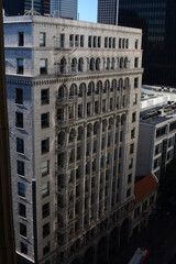 Aerial City Urban Buildings Skyline Daytime Clear  city streets below