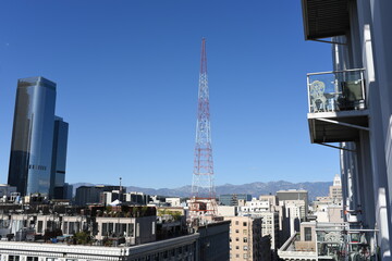 Aerial City Urban Buildings Skyline Daytime Clear  city streets below