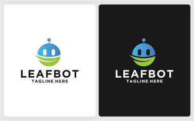 LOGO DESIGN ROBOT AND LEAF ABSTRACT MODERN