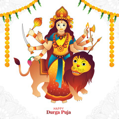 Indian god durga in happy durga puja subh navratri background