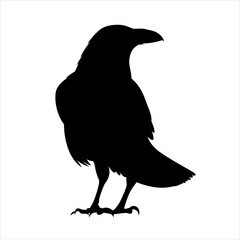 raven silhouette Flat Icon vector illustration Clipart - obrazy, fototapety, plakaty
