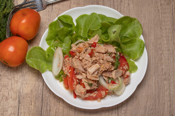 Spicy Tuna Salad in white plate