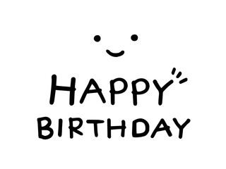 かわいい笑顔とHAPPYBIRTHDAYの文字／手書きイラスト素材