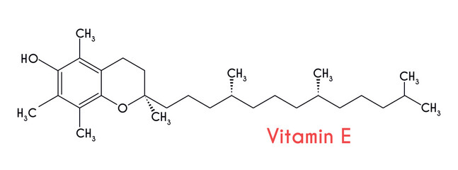 Vitamin E. Structural formula isolated on white background. Vector illustration
