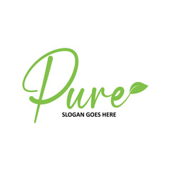 pure logo. letter e combined leaf logo design template vector.