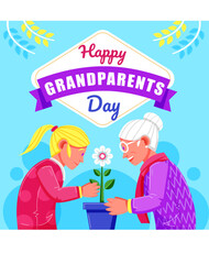 Happy Grandparents Day, grandma and granddaughter. Perfect for events