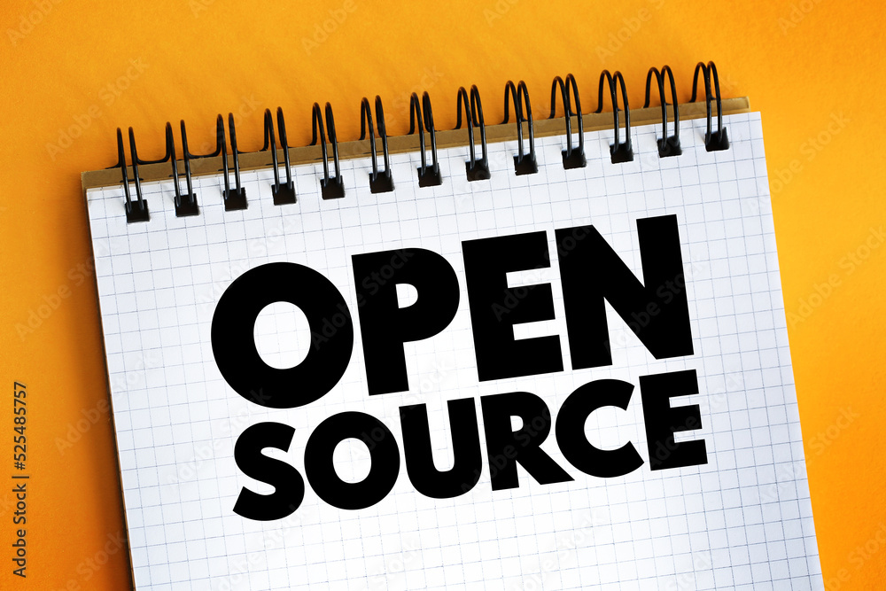 Poster Open Source text on notepad, concept background