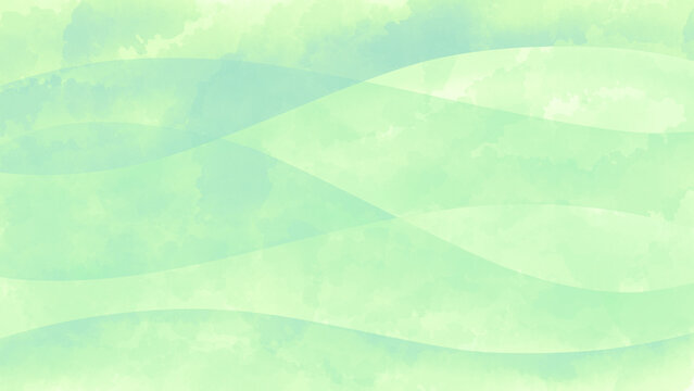 波模様の抽象画背景(緑色)