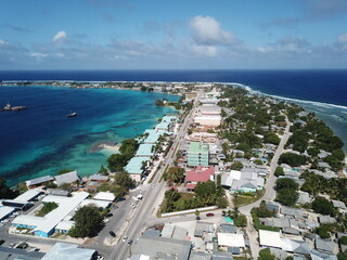 Majuro atoll and Majuro town in Marshall islands - obrazy, fototapety, plakaty
