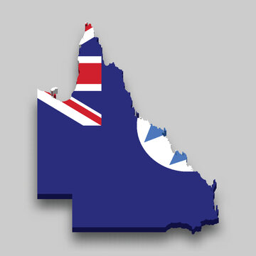 recommend clip art: 3d isometric Map of Queensland is a state of Australia