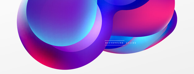 Fluid abstract background. Liquid color gradients composition. Round shapes and circle flowing design for wallpaper, banner, background or landing