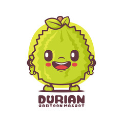 Durian cartoon mascot. fruit vector illustration