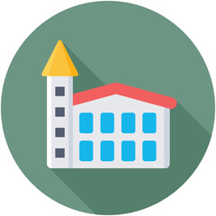 Tower House Flat Colored  Icon