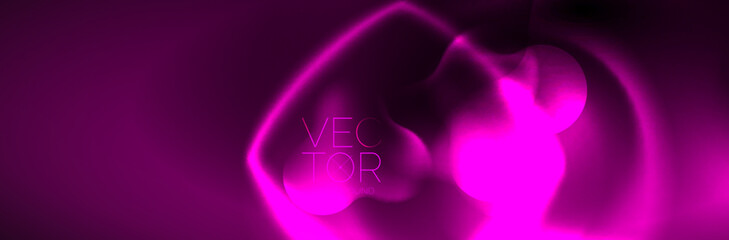 Glowing neon lights abstract shapes composition. Magic energy concept. Template for wallpaper, banner, background or landing