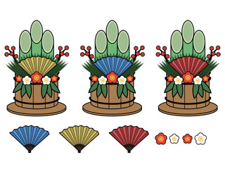 シンプルな門松などのイラストセット