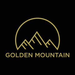 Golden Mountain Mono Line Logo Design