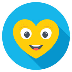 Heart Shaped Smiley Flat Colored Icon