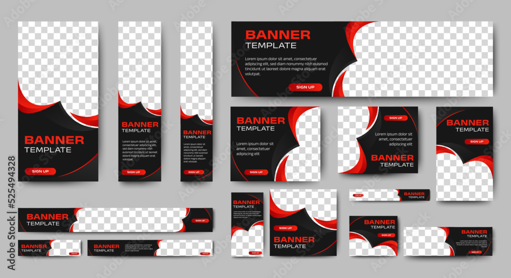 Canvas Prints business banner design web template set, horizontal header web banner. black and red. cover header b
