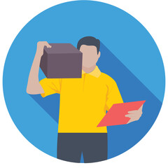 Courier Boy Flat Colored Icon