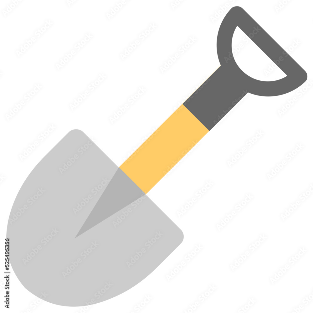 Sticker shovel flat colored icon