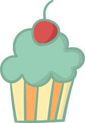 Cupcake hand drawn filled outline style