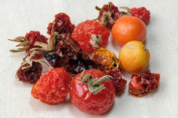 Sun-dried dried small ripe cherry tomatoes